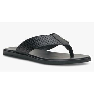 Vince Camuto Mens Black Woven Padded Waylyn Open Toe Slip On Leather Sandals